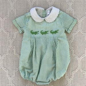 Cecil and Lou Baby / Toddler Boy Seersucker Bubble with Crocodiles